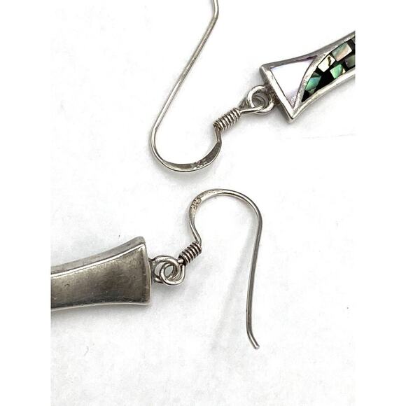 925 Thai SX Earrings Sterling Silver Drop Dangle Mother of Pearl Thailand - Picture 4 of 9